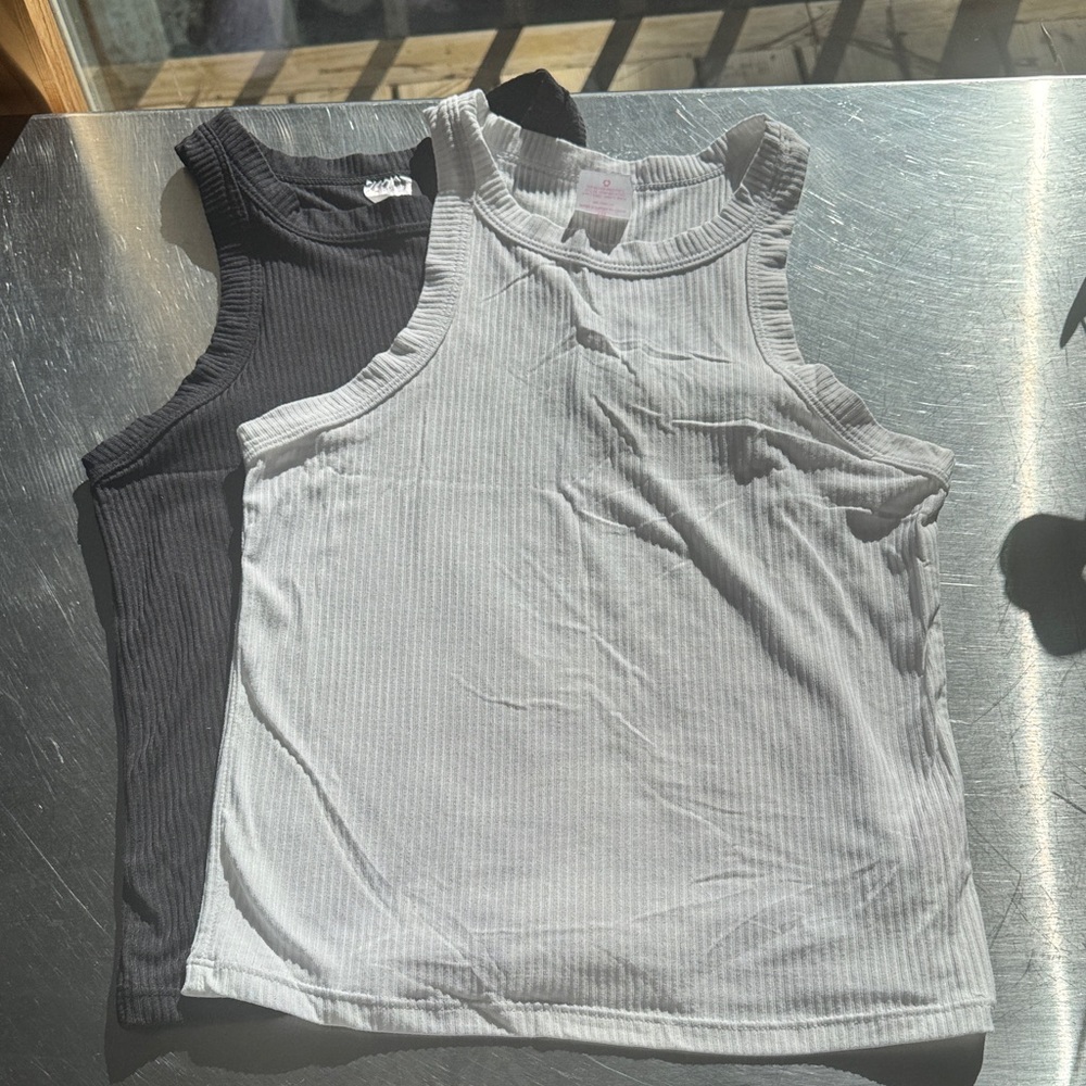 George Black and White Ribbed Tank Tops